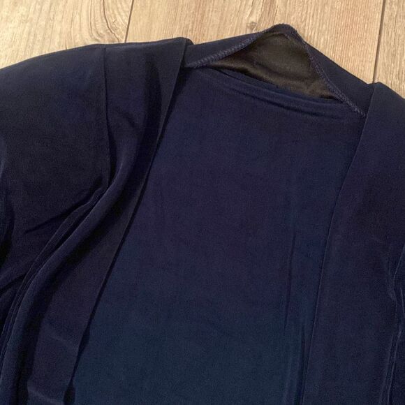 Picadilly Fashions Open Faced Velour Cardigan w Shoulder Pads Size Medium Midnig - Picture 2 of 6